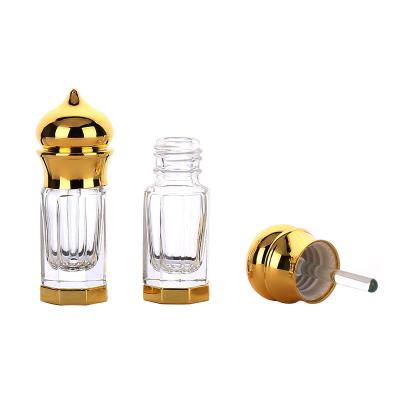 China Crystown Wholesale Crystown Wholesale 3ML Dropper Oil Empty Clear Glass Perfume/Liquid/Essential Oil/Essential Oil Perfume Bottles With Gold Cap Spray for sale