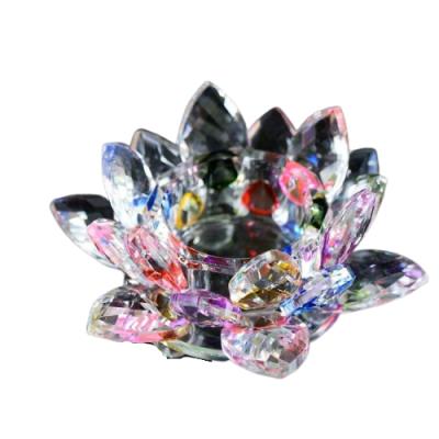 China Factory Direct Sales Glass Lotus Crystal Flower Shape Tea Light Candle Holder Centerpieces for sale