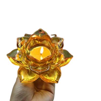 China Factory direct sales wholesale cheap price candle holders lotus flower church crystal glass cup for sale