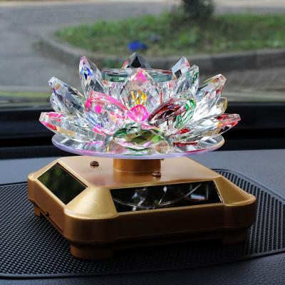 China Flower Crystal Candelabra Decoration Pieces China Crystal Wedding Lotus Flower Rotate Crystal Decor for sale