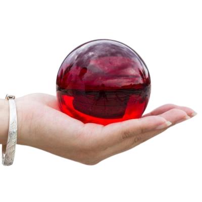 China China 150mm Home Decoration K9 Ball Christmas Snow Globe Red Solid Crystal Glass Round Balls for sale