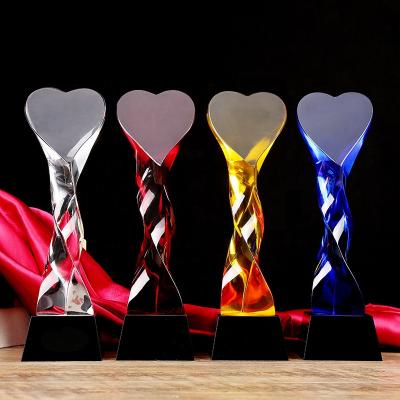 China Crystal Awards and Heart Love Star Twist Column Trophy Crystal Prism Medal Europe Design DL Free Customized Hot Sale for sale