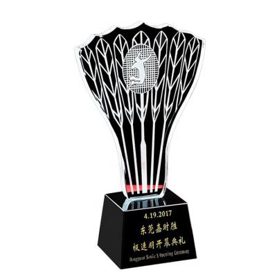 China Europe Sport Crystal Badminton Award Trophy / badminton awards quality sport crystal trophy for sale