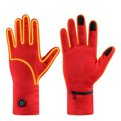 China Men's passionate woman hot sale style glove stitching sports snow style intelligent warm battery full thin inner layer heated gloves for sale