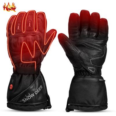 China Full Finger Customized Safety Warm Touch Screen Breathable Electric Rechargeable Windproof Racing Motorcycle Heated Gloves for sale