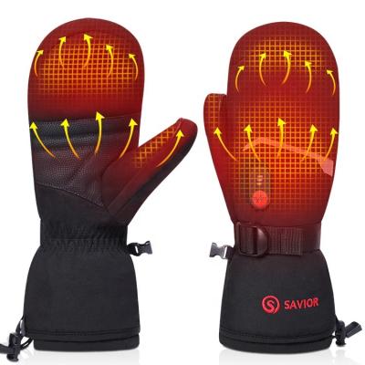 China Men Ski Gloves Waterproof Sports Customized Winterproof Waterproof Rechargeable Battery Electric Heating Ski Mittens Gloves for sale