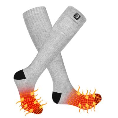 China Custom Breathable Warm Electric Rechargeable Sports Long Running Heated Savior Winter Savior Cycling Heated Socks for sale