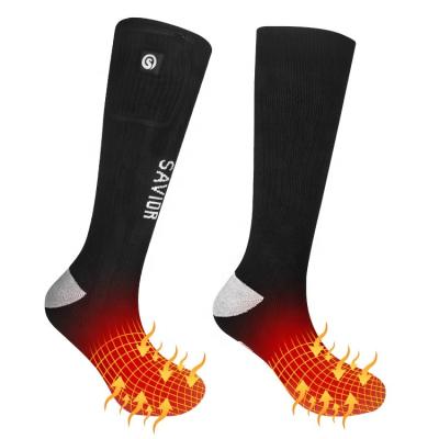 China Factory Direct Sales 100% Breathable Pure Cotton Usb Rechargeable Battery Ski Sports Winter Heated Socks for sale