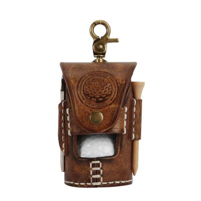 China High Quality Vintage GENUINE LEATHER Golf Ball Leather Pouch, Luxury Golf Bag Holder Tool Holder for sale