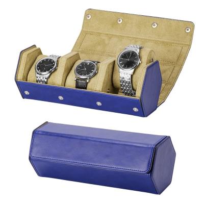 China Water Proof Luxury Genuine Leather Watch Case for Men and Women, Watch Roll Hexagon Travel Case, 3 Slots Storage Organizer and Display for sale