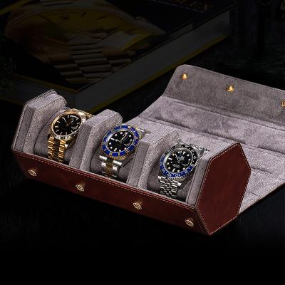 China New Waterproof 3 Design Watches Hexagon Storage Roll Travel and Display Watch Case for Travel and Family for sale