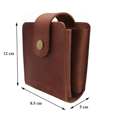 China 2 Top Leather Deck Portable Pocket Handmade Leather Holder Playing Cards For Gambling for sale