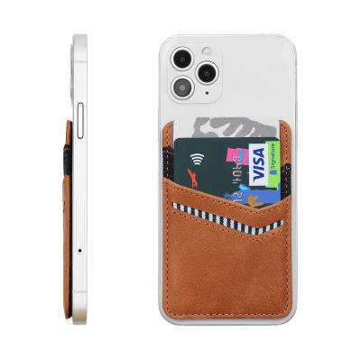 China Phone Card Holder Waterproof Leather Stick On Wallet For Phone Expandable Phone Back Card Case for sale