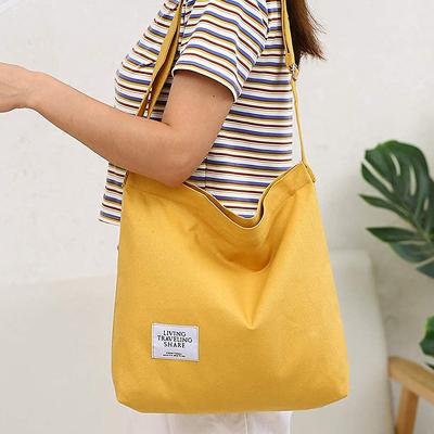 China Large Wear Resistant Fashionable Two Tone Reusable Grocery Travel Canvas Bag for sale