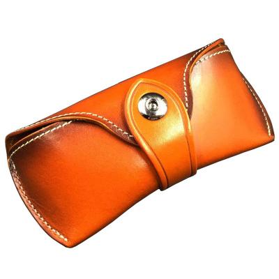 China Waterproof Handmade Genuine Leather Monocle Case Vintage Sunglasses Eyewear Protective Holder for sale