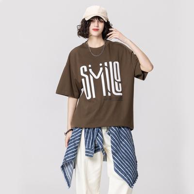 China Breathable Wholesale Customize New Fashion Cotton Women Summer Design Oversize 100% T-shirts Manufacturer for sale