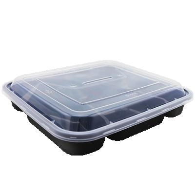 China Recyclable Hot Sale Restaurant Household Packing Box Food Separation Four Grid Degradable Food Packaging Box for sale