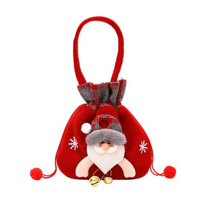 China Durable Eco - Friendly Wholesale Christmas Gift Bags With Custom Cartoon Pattern Reusable Drawstring Candy Bag for sale