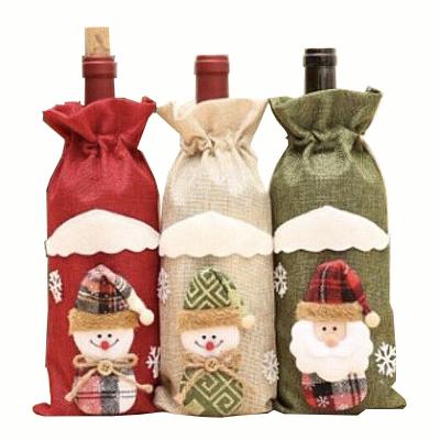 China Low Price Durable Christmas Burlap Burlap Wine Gift Packaging Bag With Custom Pattern for sale