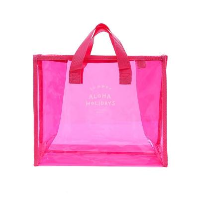 China New Style PVC Products Promotion Use Promotion Durable Portable Beach Tote Customized Transparent Clear Handbag for sale