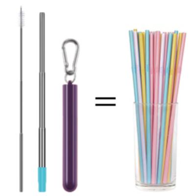 China Reusable Stainless Steel Telescopic Disposable Folding Straw With Metal Case for sale