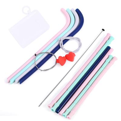 China 2019 Disposable Passage Straw Silicone Collapsible Straw Collapsible Drinking Set From Amazon Best Seller LFGB for sale