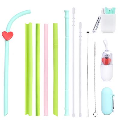 China 2021 Best Seller Colorful Disposable Food Grade Lfgb Silicone Portable Reusable Drinking Straw for sale