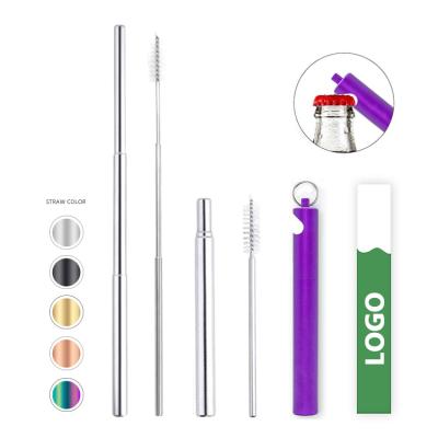 China 2021 Amazon Hot Seller Disposable Straw Stainless Steel Portable Reusable Telescopic Bottle Opener for sale