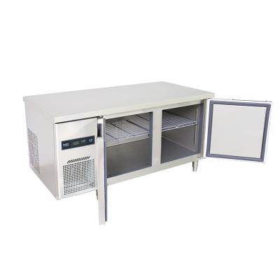 China Commercial Single-Temperature Stainless Steel Workbench Refrigerator with 2 Doors for Kitchen/Restaurant/Bar Counter Fridge Refrigerator for sale