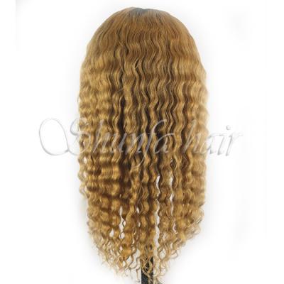 China Deep Wave Plucked Natural Hairline Deep Curl Women Lace Up Wig for sale