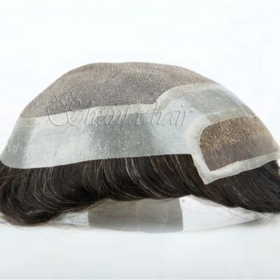 China 4 Color Mono+PU Indian Hair Toupee Hair Wigs For Men 8