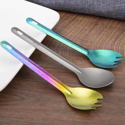 China Stocked Pure Titanium Spoon Spork Use For Household Baby Utensils Metal Gold Cutlery Spoons for sale