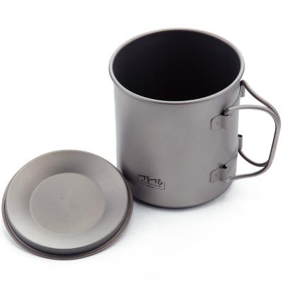 China Outdoor Sports Travel Wholesale Hot Selling Foldable Handle Ultralight Portable Camping Mug Titanium Titanium Mugs / Cup With Lid for sale