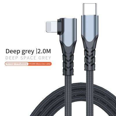 China Fast Charging Speed ​​90 Degree PD Right Angle Data Cable 2M USB C To For iPhone Fast Charger Cable Type C For Lightning Charging Cable for sale