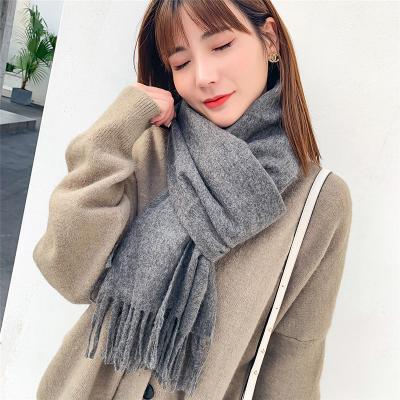 China 2021 Wholesale Cashmere Scarf Women's Winter Solid Color Woolen Scarf Printing New For Cold And Warm Scarf With Tassel Shawl for sale