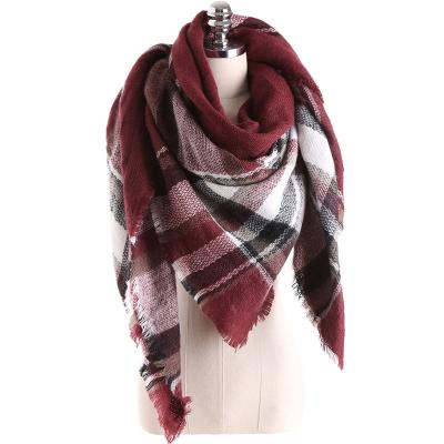 China Printing long shawl custom made British plaid hang color cashmere scarf wholesale knit winter printing scarf for women for sale