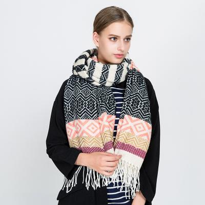 China Printing Color Matching Pattern Women New Wave Stripe Pattern Scarf Cashmere Hot Selling Custom Made Printing for sale