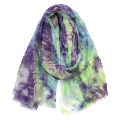 China Long Section Merchants Sell Polyester Fabrics Fashionable Muslims Ombre Tie Dyed Jersey Scarves for sale