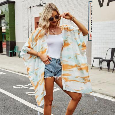 China Sanya Seaside Wear Tassel External Kimono Chiffon Anti-pilling Women Summer New Style Beach Blouse Cardigan Cardigan for sale