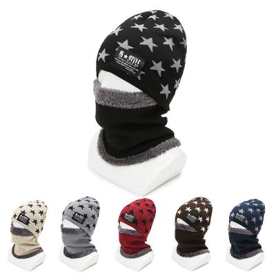 China COMMON Fashionable Warmth Plus Windproof Ski Winter Men Beanie Hat Warm Thick Velvet Earmuffs Knitted Hat With Scarf for sale