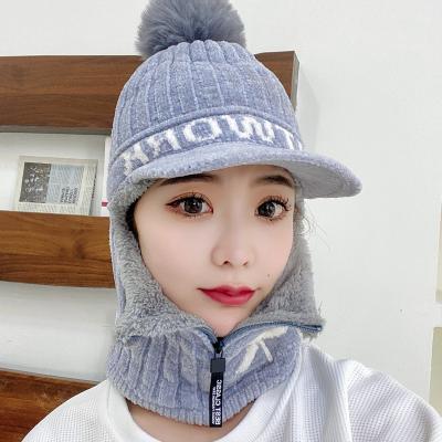 China Winter With Scarf Designer Women Wool Bib Hat Two Piece Set Adult One Piece Scarf Super Soft Warm Cycling Protective Hats for sale