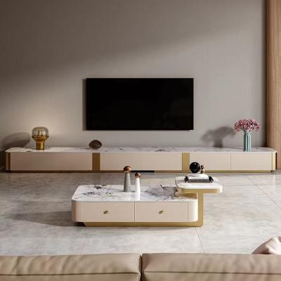 China Modern Compact Type Long TV Cabinet Adjustable Italian Light Luxury Coffee Table Small Floor Rock Dish TV Cabinet Combination Modern Compact Type (Size) for sale