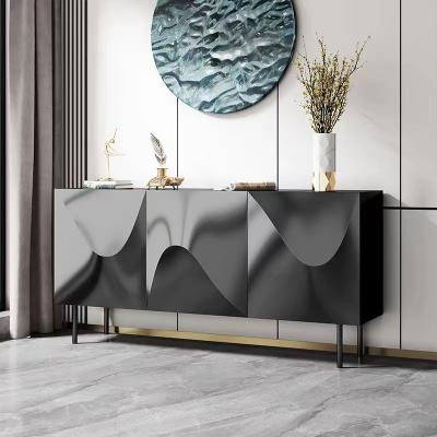 China Living Room Adjustable Italian Minimalist Luxury Modern Design Light Sideboard Black(Size) Porch Cabinet Black Storage Cabinet for sale