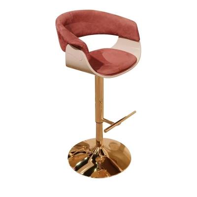 China Adjustable Gold Stainless Steel Bar Chair Bar Chair Foot Lift (Waist) Light Fabric Fashion Velvet Bar Bar Chair Luxury Stainless Steel Bar Stool for sale