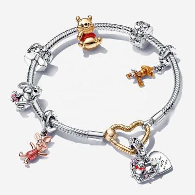 China New TRENDY 925 Sterling Silver Pooh Bear Charm for Pandoraer bracelet Tigger piglet dangle charm for women jewelry making for sale