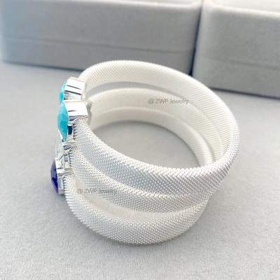 China 100% S925 Sterling Silver Spanish Bear Mesh Bangle Luxury FASHIONABLE Ladies Tousingly Open Bangle Jewelry for sale