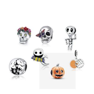 China 1:1 Sterling Silver New Original CLASSIC 925 Design Halloween Pandoraer Pumpkin Charm Tree Spooky Glow-in-the-Dark Bracelet for sale