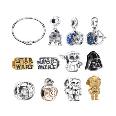 China Wholesale S925 Sterling Silver Stars Wars Pandorar CLASSIC Charm Pendant Shape DIY Baby Yoda Lightsaber Charm Jewelry for sale