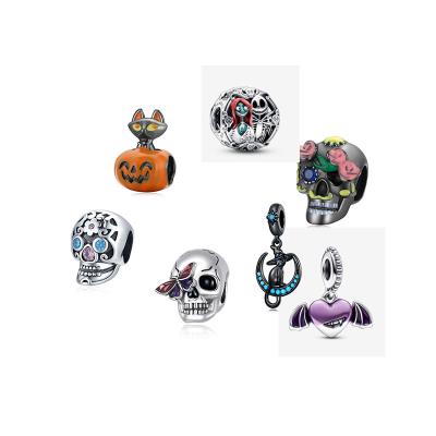 China CLASSIC Fit Bracelet Charms For Jewelry Making Enamel Witch Cool Skull Pendant Bead Skeleton 925 Sterling Silver Halloween Charm for sale