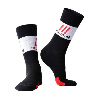 China Sports Breathable Nylon Socks Absorbent Mid Calf Professional Cycling Riding Socks for sale